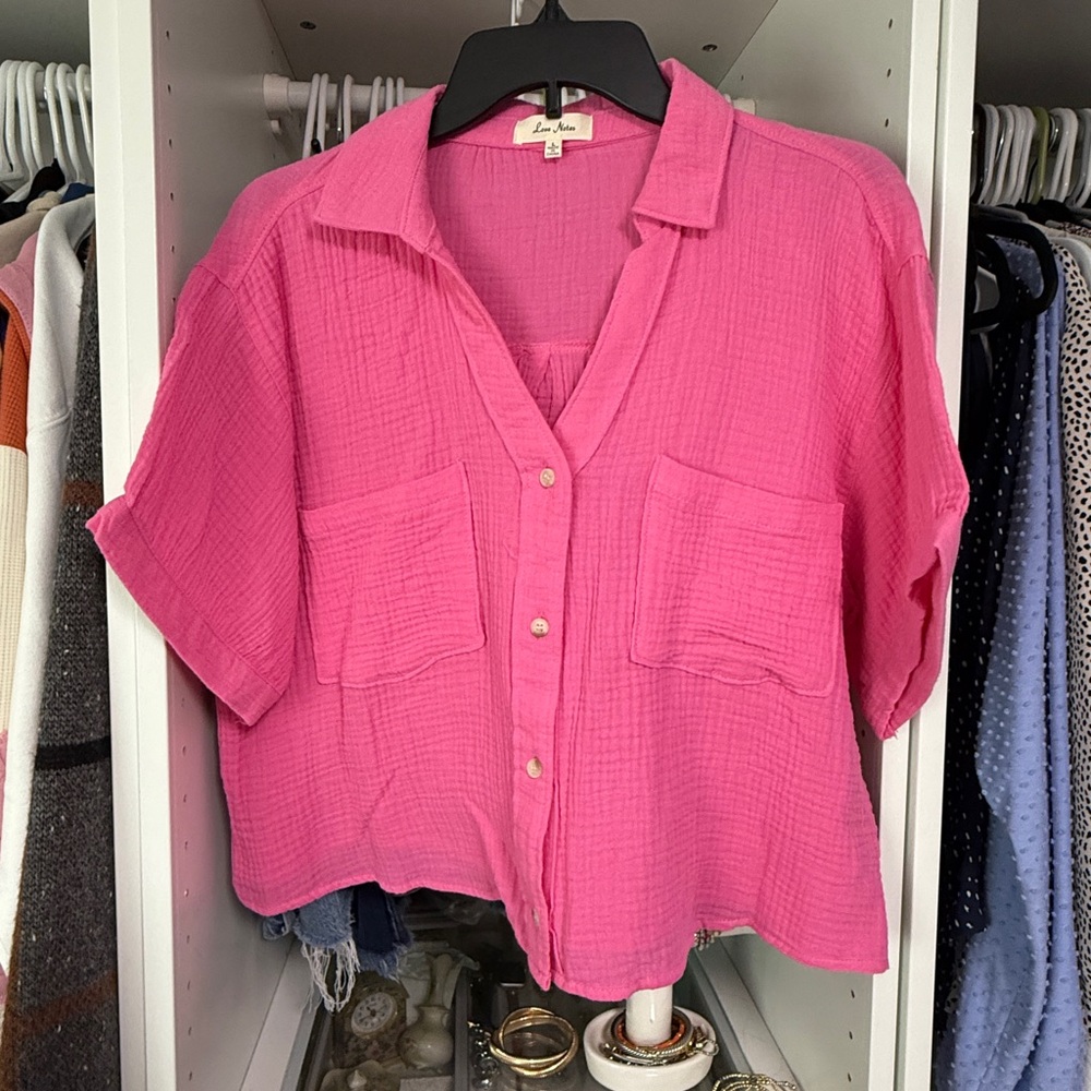 Love Notes Pink Button-Down Shirt